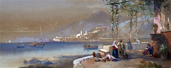 Thomas Charles Leeson Rowbotham (1823-1875) Italian coastal landscapes, 7.5 x 19in.